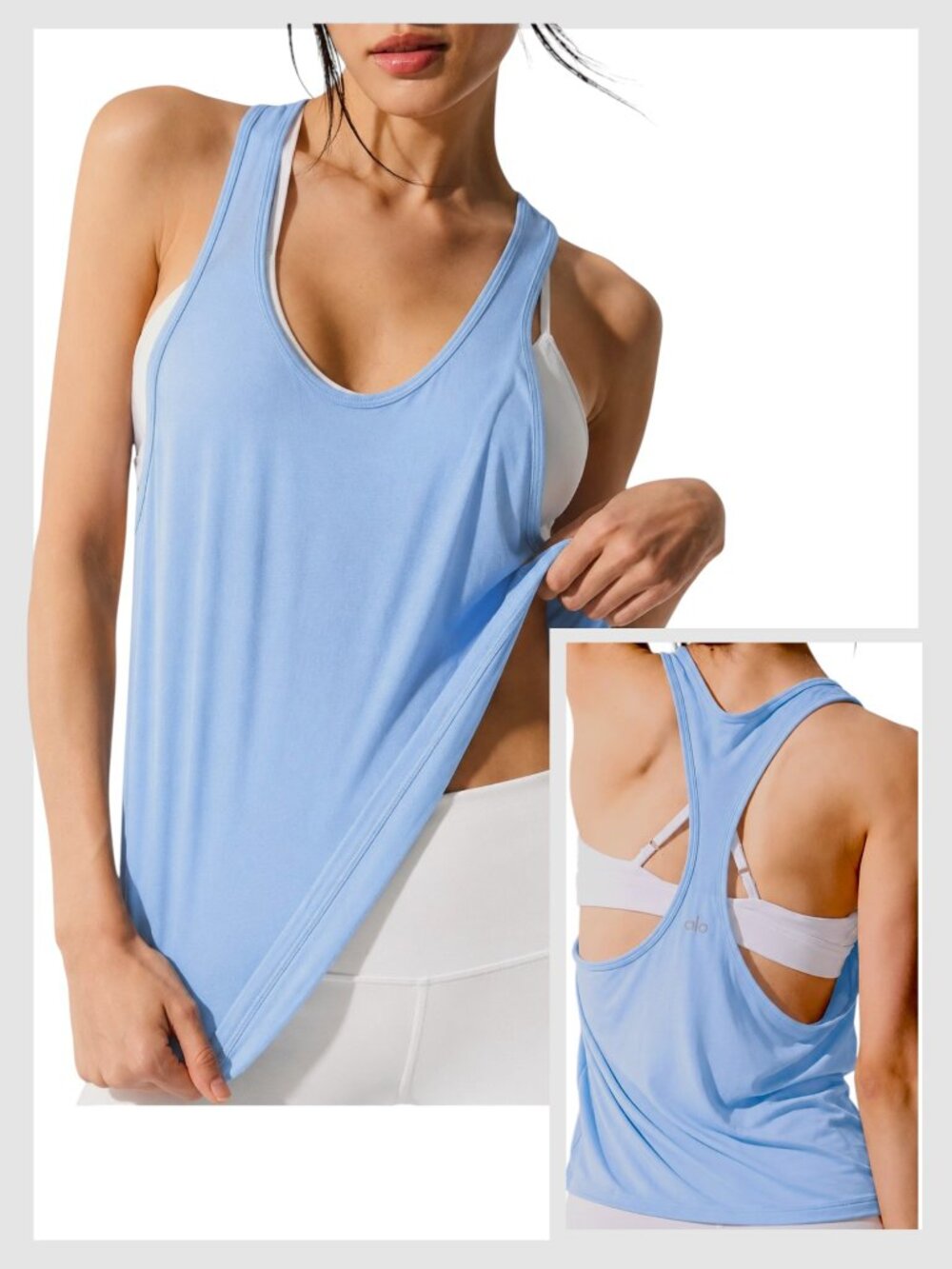 Alo Yoga All Day Tank Blue Flowy Racerback Size S